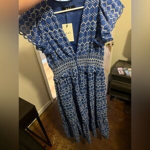 O.P.T Blue and White Maxi Dress
